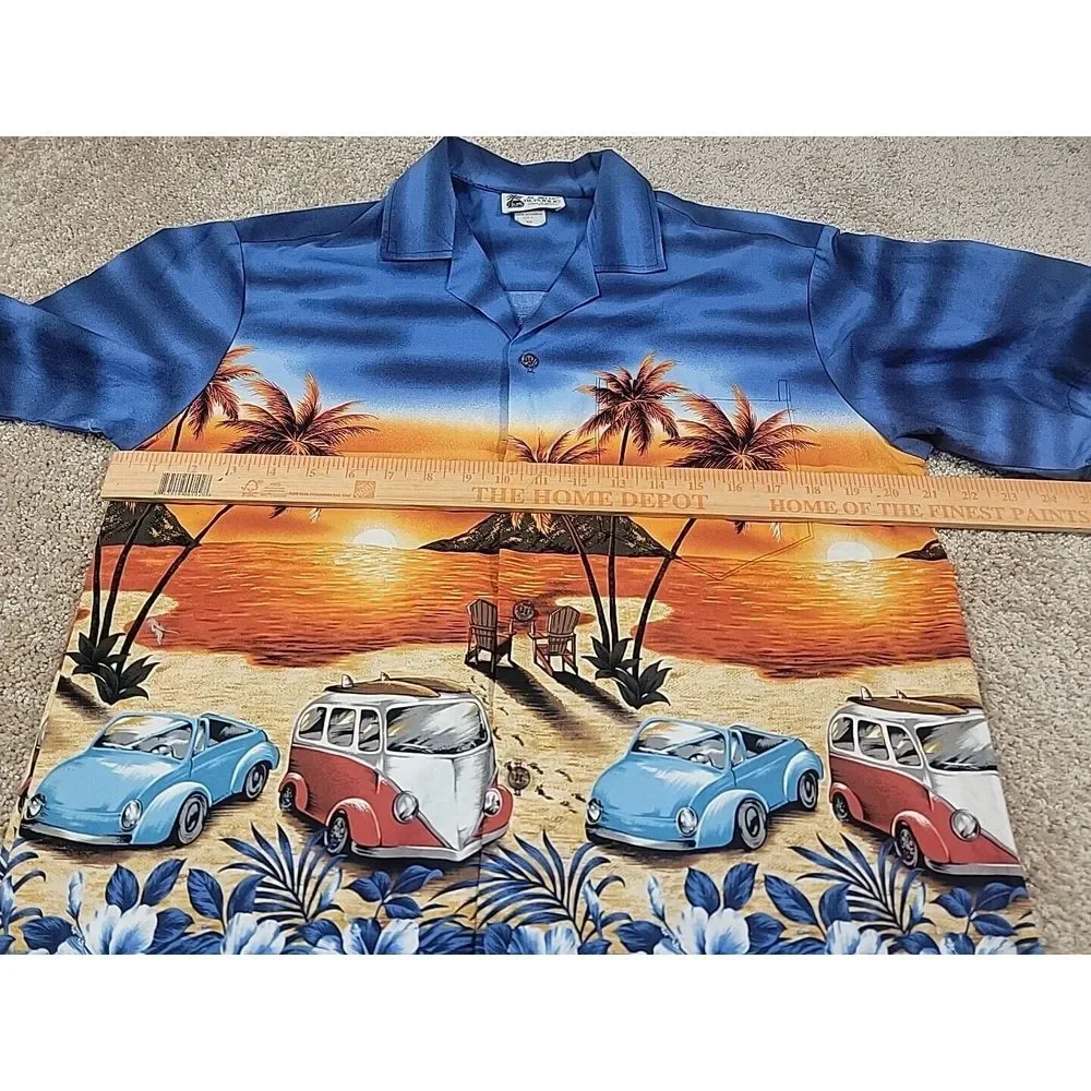 Vintage Aloha Republic Hawaiian Shirt Men's Size M Blue Button Up‎ beach - Picture 8 of 11